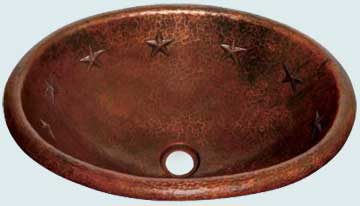 Bath Sinks - Copper Bath Sinks- Oval Copper Bath Sinks - Risen Star # 1990