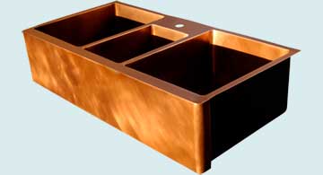 Kitchen Sinks - Copper Kitchen Sinks- Extra Large Sinks Copper Kitchen Sinks - Triple Bowl W/ Vegetable Sink # 3392