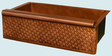 Kitchen Sinks - Copper Kitchen Sinks- Woven Aprons Copper Kitchen Sinks - Raised Apron With Diagonal Weave # 3394