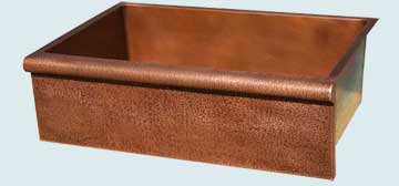 Kitchen Sinks - Copper Kitchen Sinks- Special Aprons Copper Kitchen Sinks - Bullnose Apron with Random Hammering # 3675