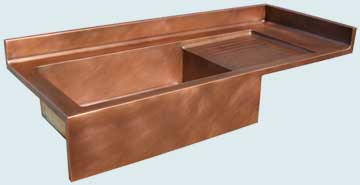 Kitchen Sinks - Copper Kitchen Sinks- Kitchen Centers Copper Kitchen Sinks - Flush Style W/ Splash,Drainboard,Apron # 3681