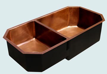 Kitchen Sinks - Copper Kitchen Sinks- Custom Kitchen Sinks Copper Kitchen Sinks - Octagonal 2-Compartment # 3425