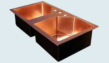 Kitchen Sinks - Copper Kitchen Sinks- Custom Kitchen Sinks Copper Kitchen Sinks - 5-Sided Drop-In With Hammered Deck  # 3435