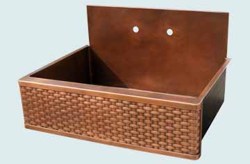 Kitchen Sinks - Copper Kitchen Sinks- Backsplashes Copper Kitchen Sinks - Flush Back Splash & Woven Apron # 3444