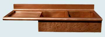 Kitchen Sinks - Copper Kitchen Sinks- Backsplashes Copper Kitchen Sinks - Kitchen Center With Drainboard & Splash # 3512