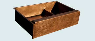 Kitchen Sinks - Copper Kitchen Sinks- Special Aprons Copper Kitchen Sinks - Raised Hammered Apron, Lowered Divider # 3573