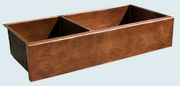 Kitchen Sinks - Copper Kitchen Sinks- Extra Large Sinks Copper Kitchen Sinks - Extra Long 40-60 W/ Reverse Hammered Apron # 3642