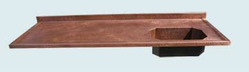 Countertops - Copper Countertops- Straight Copper Countertops - Octagonal Sink, Marine Edges, Reverse Hammered # 2720