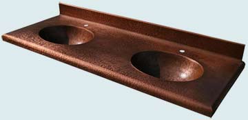 Countertops - Copper Countertops- Straight Copper Countertops - Oval Sinks in Claire Lav Top # 3005