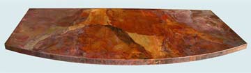 Countertops - Copper Countertops- Curve Copper Countertops - Curved Front & Mauna Loa Patina # 3789