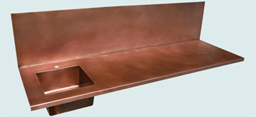 Countertops - Copper Countertops- Straight Copper Countertops - 20 Inch Integral Splash # 4346