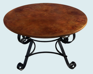 Custom Fabrication - Copper Custom Fabrication- Tables Copper Custom Fabrication - Old World Copper Top Wrought Iron Base # 4425