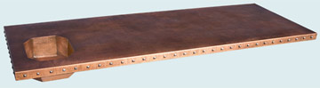Countertops - Copper Countertops- Straight Copper Countertops - Closely Spaced Clavos On Long & Wide Top # 4430