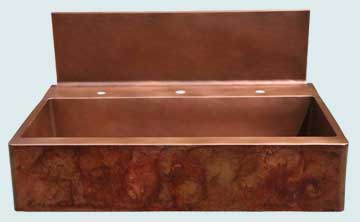 Kitchen Sinks - Copper Kitchen Sinks- Old World Patinas Copper Kitchen Sinks - Tall Splash W/ Crackling Fire Patina On Apron # 2778