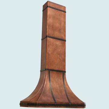 Handcrafted-Copper-Hoods-Very Tall Stack W/ Brass Straps & Rivets