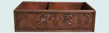 Kitchen Sinks - Copper Kitchen Sinks- Repousse Aprons Copper Kitchen Sinks - 3 Letter Monogram, Hammered Frame # 2835