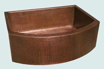 Kitchen Sinks - Copper Kitchen Sinks- Curved Aprons Copper Kitchen Sinks - Hammered Single With Curved Apron # 2850