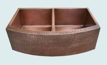 Kitchen Sinks - Copper Kitchen Sinks- Curved Aprons Copper Kitchen Sinks - Curved & Hammered Apron, 2 Bowls # 2924