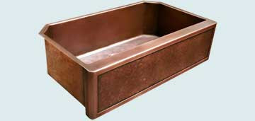 Kitchen Sinks - Copper Kitchen Sinks- Special Aprons Copper Kitchen Sinks - Framed Apron,Ray's Famous Hammering,Angled Corners # 3837