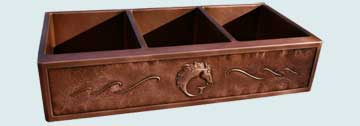 Kitchen Sinks - Copper Kitchen Sinks- Repousse Aprons Copper Kitchen Sinks - Stallion Logo with 6 Scrolls # 3871