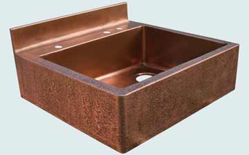 Kitchen Sinks - Copper Kitchen Sinks- Special Shapes Copper Kitchen Sinks - Hammered Apron On 2 Sides, Splash # 3401