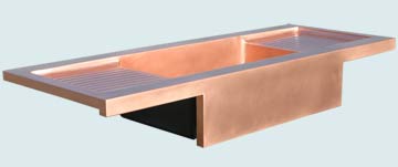 Kitchen Sinks - Copper Kitchen Sinks- Drainboards Copper Kitchen Sinks - Flush-Style W 2 Drainboards & Apron # 3467