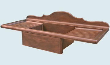 Kitchen Sinks - Copper Kitchen Sinks- Backsplashes Copper Kitchen Sinks - French Scroll Splash,2 Drainboards # 3513