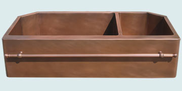 Kitchen Sinks - Copper Kitchen Sinks- Towel Bars Copper Kitchen Sinks - Notched Back Corners W Towelbar # 3527