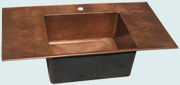 Kitchen Sinks - Copper Kitchen Sinks- Custom Kitchen Sinks Copper Kitchen Sinks - Drop-In Hammered Prep Sink # 3547