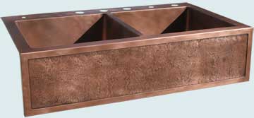 Kitchen Sinks - Copper Kitchen Sinks- Special Aprons Copper Kitchen Sinks - Framed Apron,Reverse Hammered,Drop-In Style  # 3557