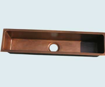 Kitchen Sinks - Copper Kitchen Sinks- Trough Sinks Copper Kitchen Sinks - 42" Trough with Center Drain # 3629