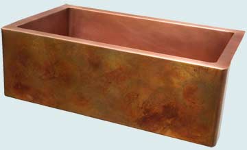 Kitchen Sinks - Copper Kitchen Sinks- Old World Patinas Copper Kitchen Sinks - Eva's Favorite Old World Patina On Apron # 4194