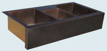 Kitchen Sinks - Bronze Kitchen Sinks- Custom Farmhouse Sinks Bronze Kitchen Sinks - 3 Compartment W/ Square Apron # 4293