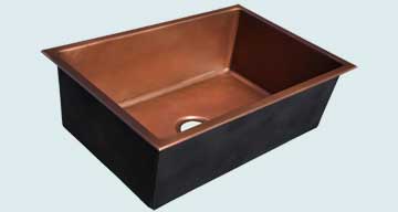 Kitchen Sinks - Copper Kitchen Sinks- Custom Kitchen Sinks Copper Kitchen Sinks - Smooth Drop-In With Drain In Center Position # 4306