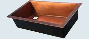 Kitchen Sinks - Copper Kitchen Sinks- Custom Kitchen Sinks Copper Kitchen Sinks - Smooth Drop-In With Drain At One End # 4323