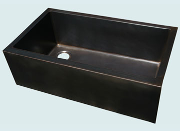 Kitchen Sinks - Bronze Kitchen Sinks- Custom Farmhouse Sinks Bronze Kitchen Sinks - Square Apron Left Drain # 4437