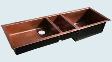 Kitchen Sinks - Copper Kitchen Sinks- Extra Large Sinks Copper Kitchen Sinks - Ultra Long Triple  # 4444