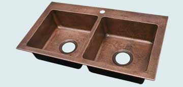 Kitchen Sinks - Copper Kitchen Sinks- Custom Kitchen Sinks Copper Kitchen Sinks - Reverse Hammered Bowls and Rim # 4462