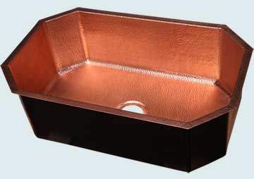 Kitchen Sinks - Copper Kitchen Sinks- Custom Kitchen Sinks Copper Kitchen Sinks - Random Hammered Octagonal # 4614