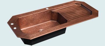 Kitchen Sinks - Copper Kitchen Sinks- Drainboards Copper Kitchen Sinks - Octagonal Bowl With Drainboard & Ray's Famous Hammering # 4707