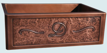 Kitchen Sinks - Copper Kitchen Sinks- Repousse Aprons Copper Kitchen Sinks - Repousse Apron & Smooth Interior # 4991