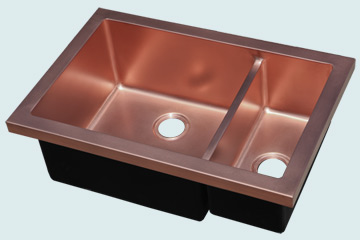 Kitchen Sinks - Copper Kitchen Sinks- Custom Kitchen Sinks Copper Kitchen Sinks - Flush Mount W/ Lowered Divider # 5077