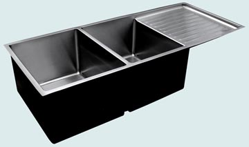 Kitchen Sinks - Stainless Kitchen Sinks- Drainboards Stainless Kitchen Sinks - Undermount Double With Drainboard # 3697