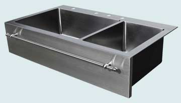 Kitchen Sinks - Stainless Kitchen Sinks- Towel Bars Stainless Kitchen Sinks - Double Drop-In With Towel Bar # 3732