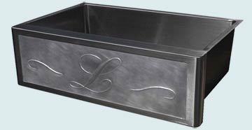 Kitchen Sinks - Stainless Kitchen Sinks- Repousse Aprons Stainless Kitchen Sinks - Repousse L With Scrolls # 3733