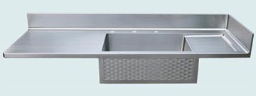 Countertops - Stainless Countertops- Straight Stainless Countertops - Woven Apron with Sink & Drainboard # 2731