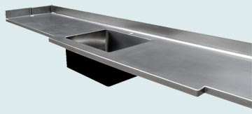 Countertops - Stainless Countertops- Straight Stainless Countertops - Matte Finish W/ Extended Front # 3344