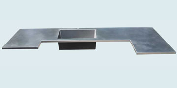 Countertops - Stainless Countertops- U & Z Shape Stainless Countertops - Matte Stainless U with Sink # 4505