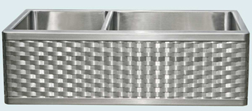 Kitchen Sinks - Stainless Kitchen Sinks- Woven Aprons Stainless Kitchen Sinks - Custom Undermount Stainless Farm Sink with Radius End Woven Apron # 3727