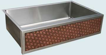 Kitchen Sinks - Stainless Kitchen Sinks- Woven Aprons Stainless Kitchen Sinks - Stainless Sink with Copper Diagonal Weave - Single Compartment # 4585